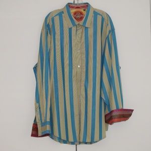 Robert Graham Shirt 3XL Blue Green Stripe